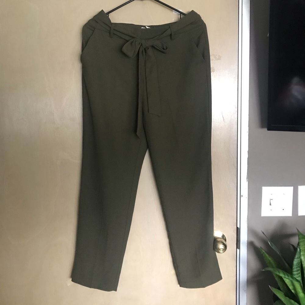 Green tie pants